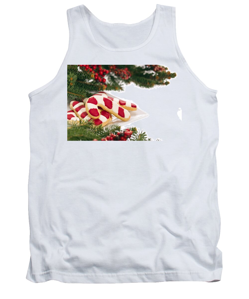Icing Sugar Tank Top featuring the photograph Christmas Cookies Decorated With Real Tree Branches #1 by U Schade