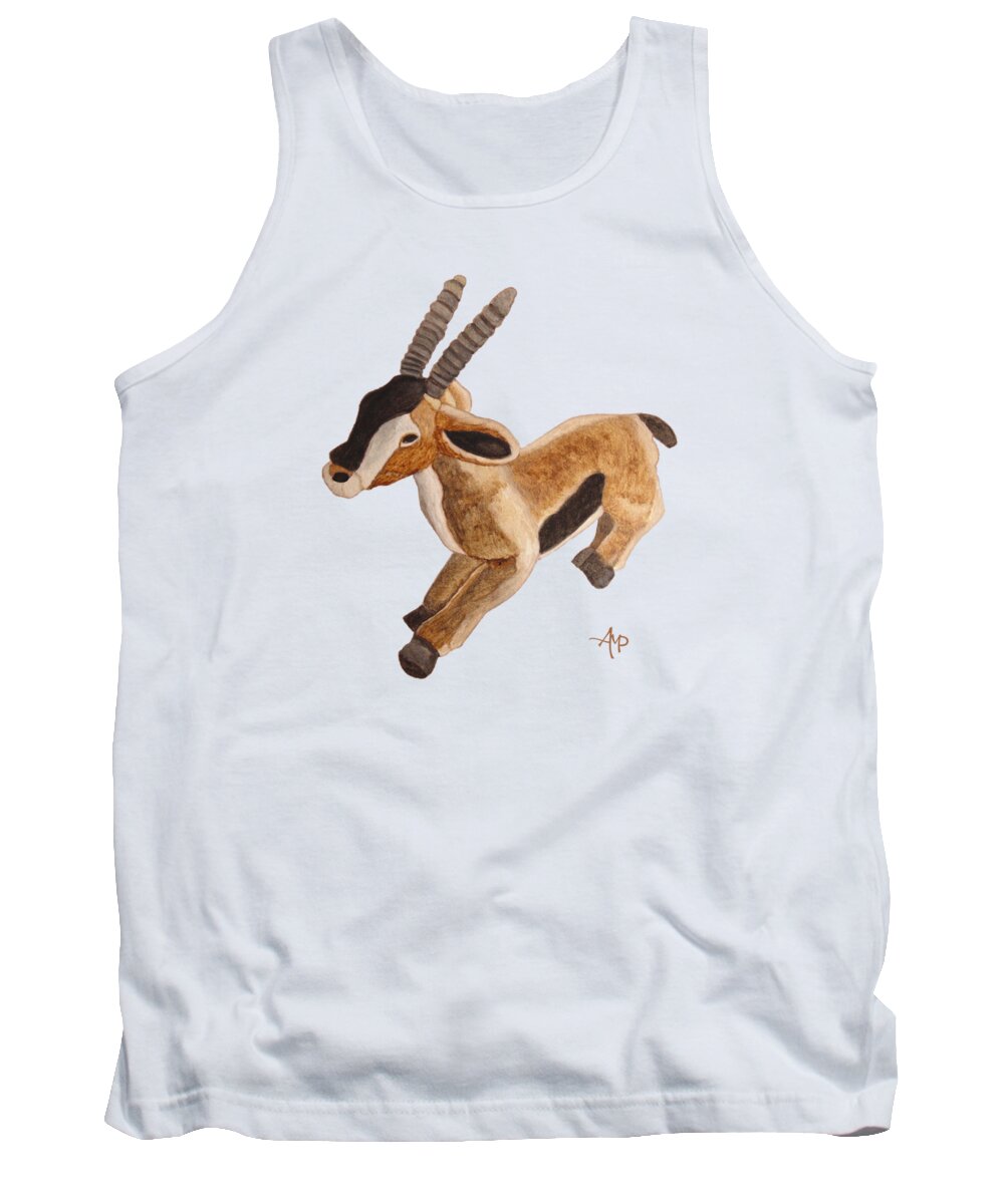 Thomson Gazelle Tank Top featuring the painting Cuddly Gazelle by Angeles M Pomata