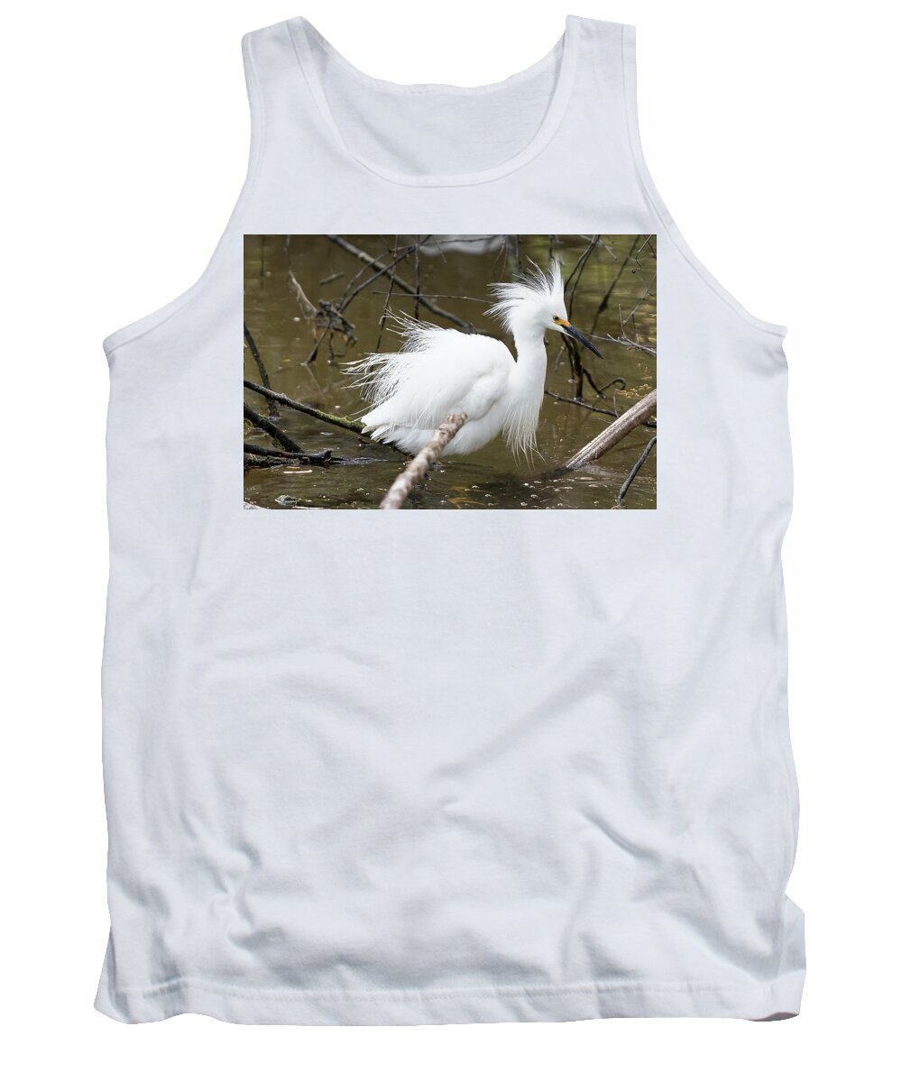Bird Tank Top featuring the photograph Egret Bath #1 by Norman Peay