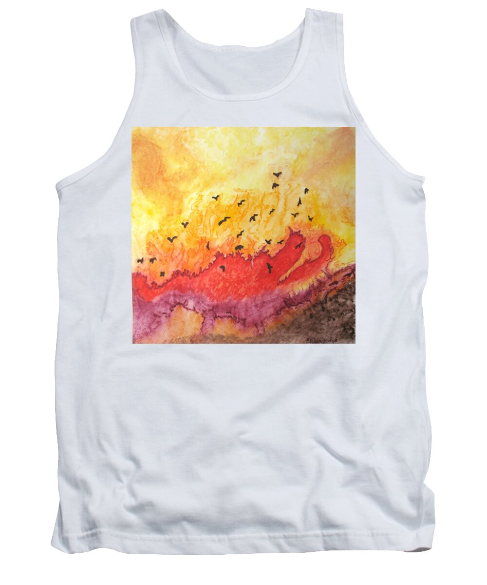 Birds Tank Top featuring the painting Fire Birds by Patricia Arroyo