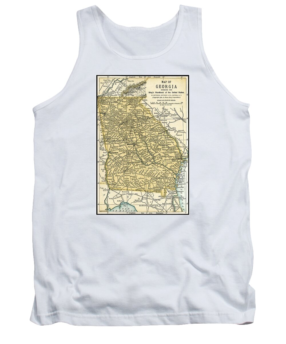 Map Tank Top featuring the photograph Georgia Antique Map 1891 by Phil Cardamone