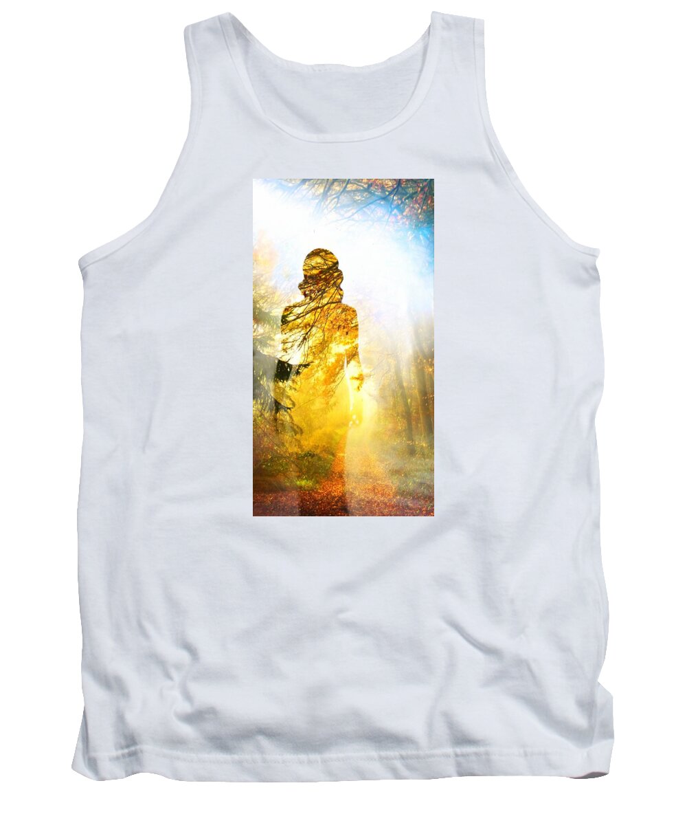 Woman Tank Top featuring the digital art Lady Autumn #1 by Lilia S