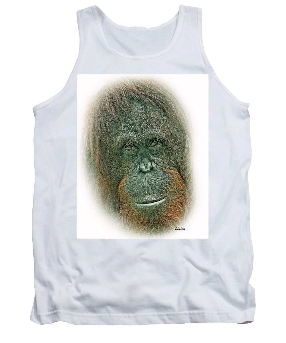 Orangutan Tank Top featuring the digital art Lady Of The Forest #1 by Larry Linton