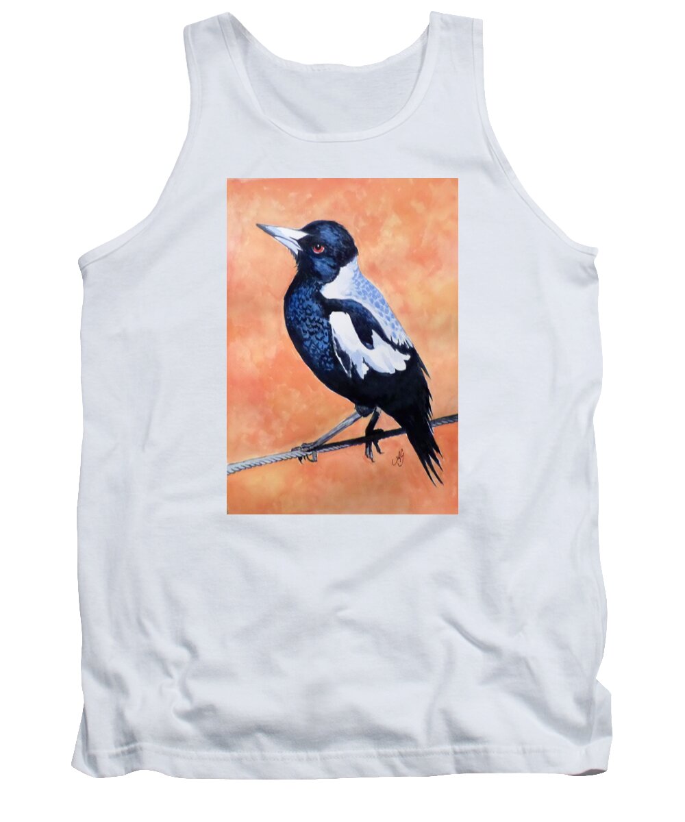 Australia Tank Top featuring the painting Magpie #1 by Anne Gardner