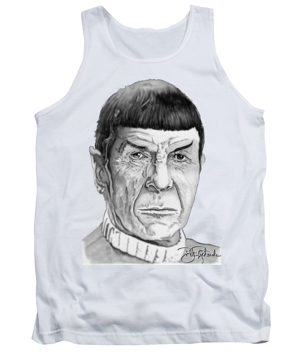 Spock Tank Top featuring the drawing Mr Spock #1 by Bill Richards
