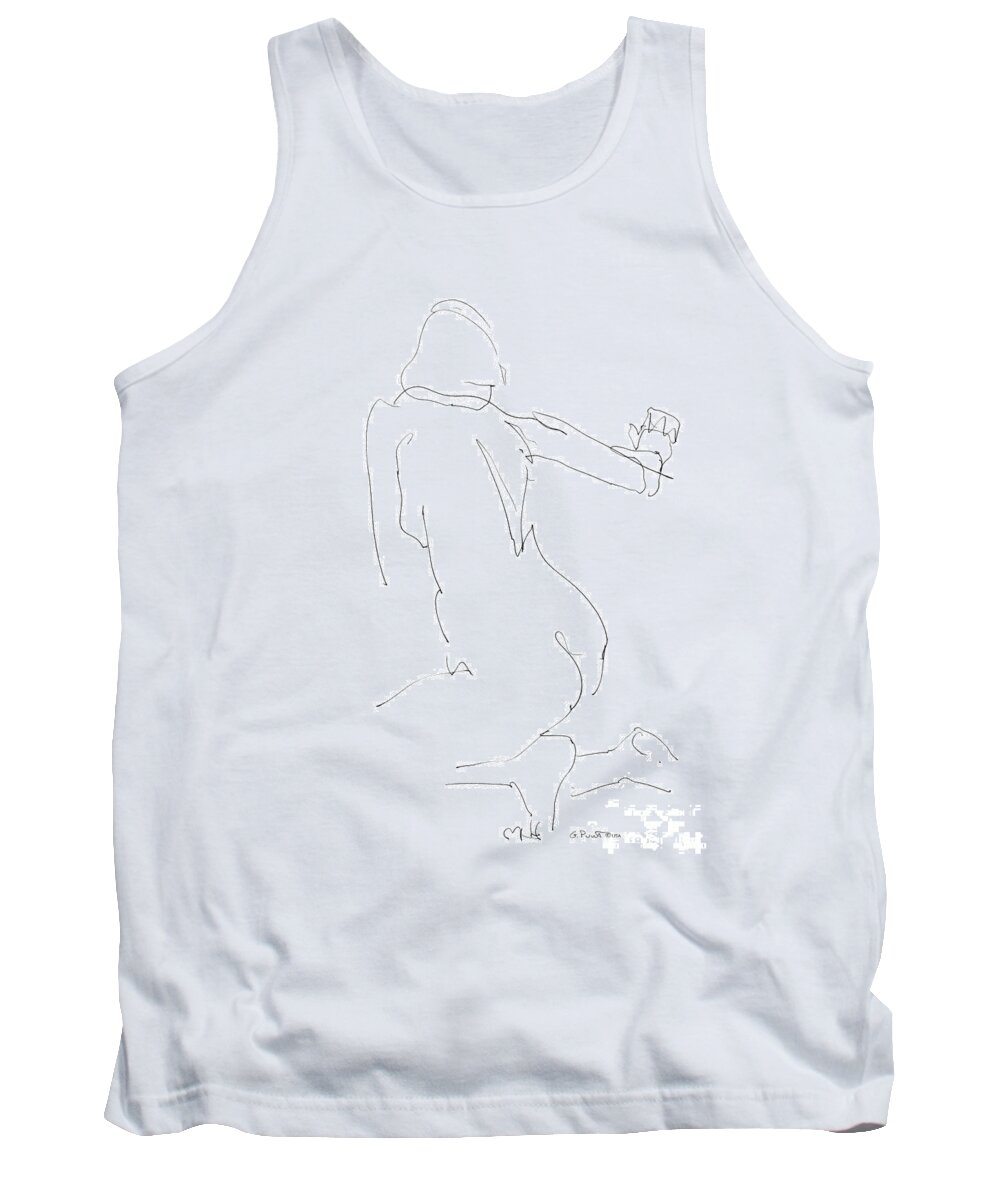 Female Tank Top featuring the drawing Nude Female Drawings 8 #2 by Gordon Punt
