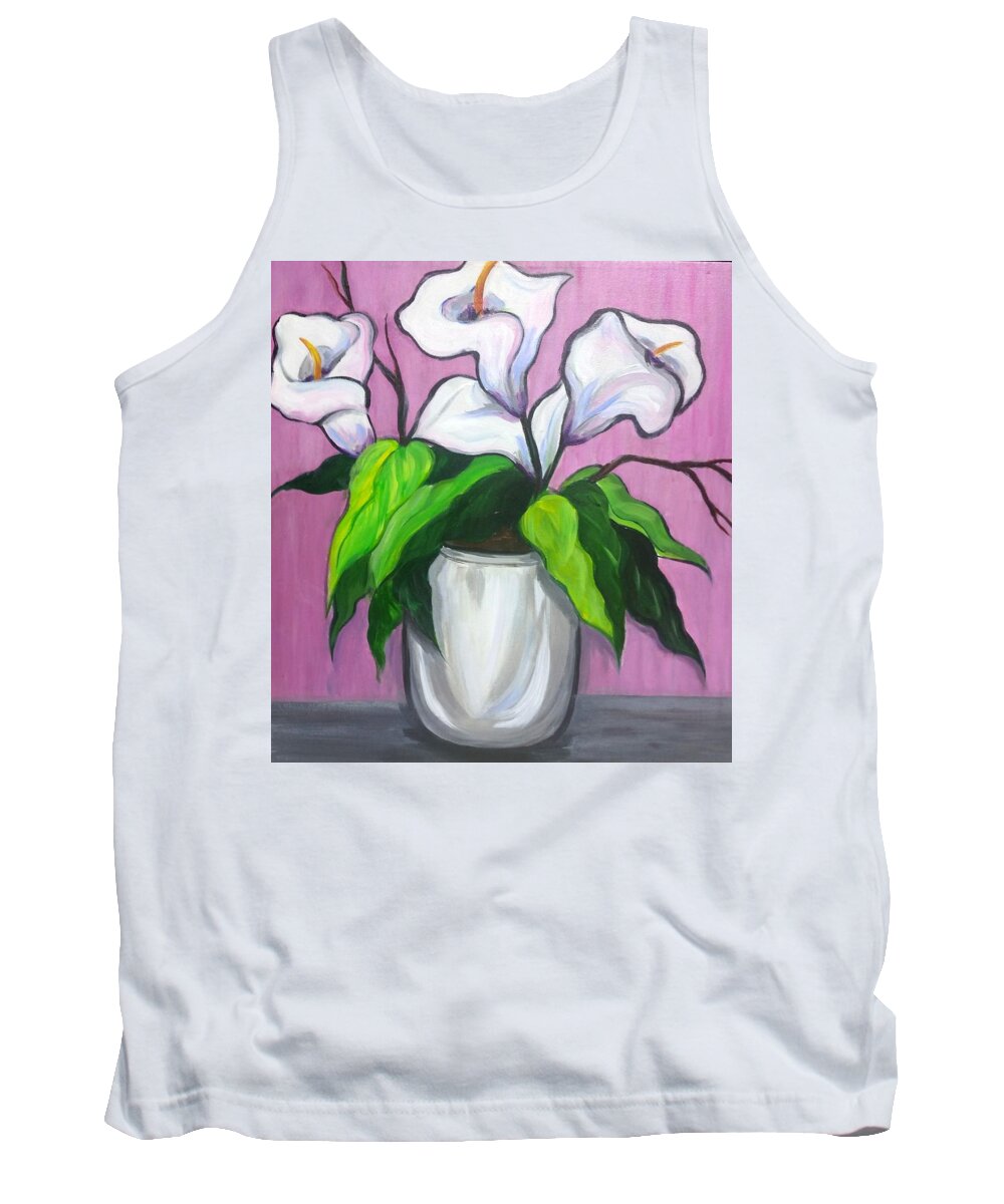 Still Life Tank Top featuring the painting Pink Passion #1 by Rosie Sherman