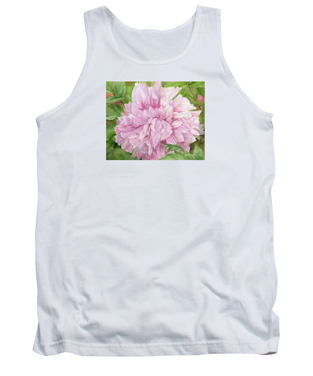 Pink Flower Tank Top featuring the painting Pink Peony by Laurie Rohner