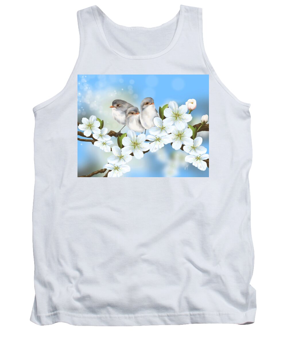 Bird Tank Top featuring the painting Spring fever #2 by Veronica Minozzi