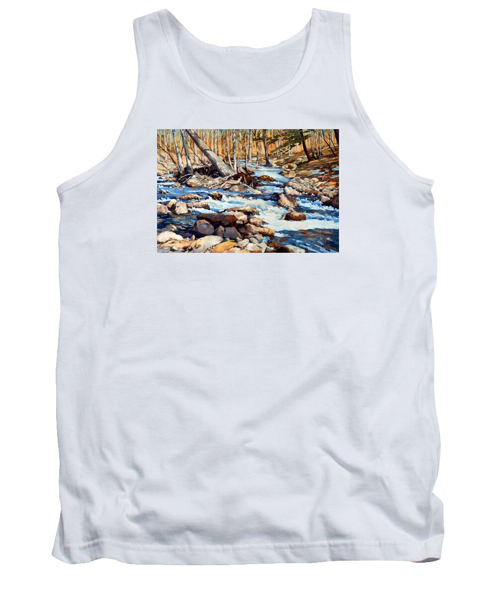 Water Tank Top featuring the painting Spring Thaw by Mick Williams