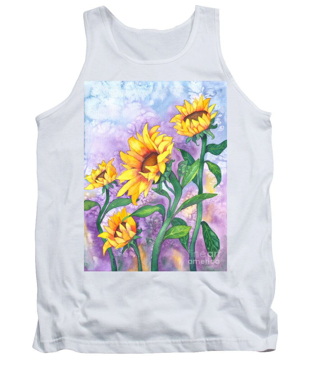 Artoffoxvox Tank Top featuring the painting Sunny Sunflowers #2 by Kristen Fox