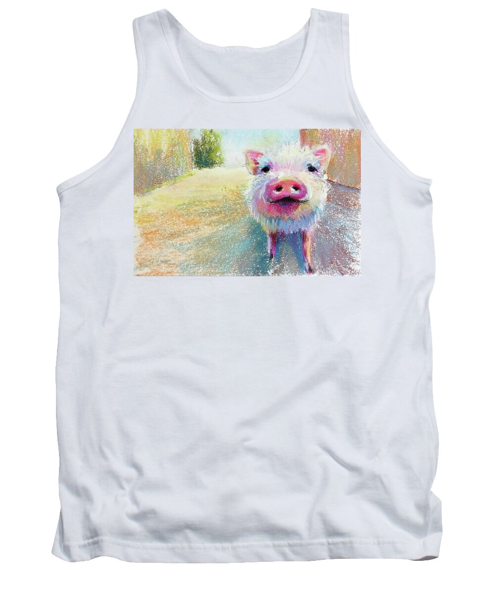 Pig Tank Top featuring the painting This Little Piggy #1 by Susan Jenkins