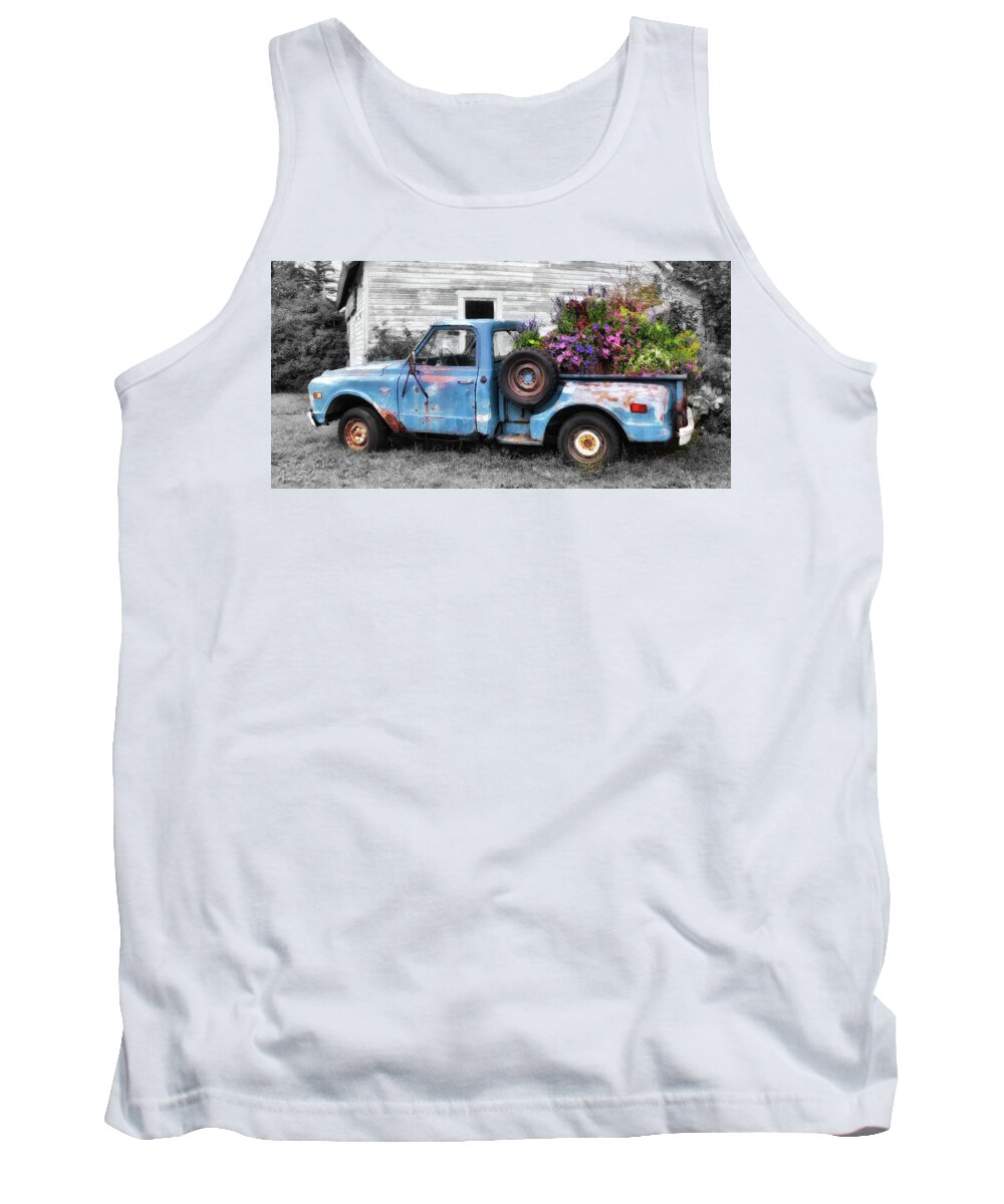 Vintage Truck Tank Top featuring the photograph Truckbed Bouquet #1 by Andrea Platt