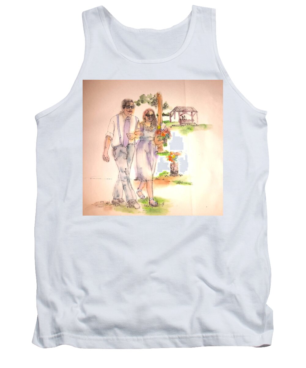 Wedding. Summer Tank Top featuring the painting The Wedding Album #13 by Debbi Saccomanno Chan