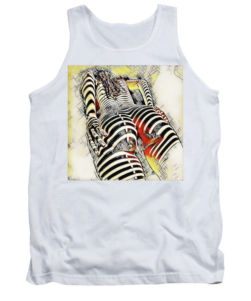 Kandinsky Tank Top featuring the digital art 1457s-AK Rear View Nude Erotica in the Style of Kandinsky by Chris Maher