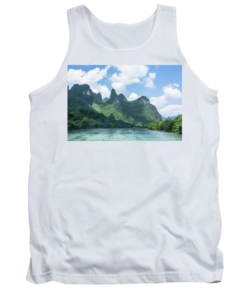 River Tank Top featuring the photograph Lijiang River and karst mountains scenery #17 by Carl Ning