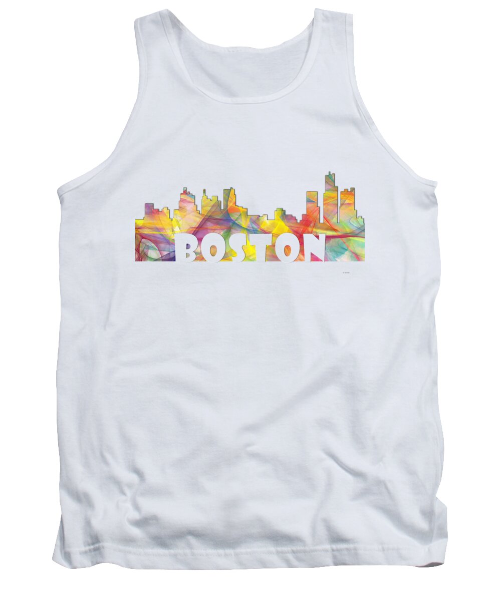 Boston Massachusetts Skyline Tank Top featuring the digital art Boston Massachusetts Skyline #2 by Marlene Watson
