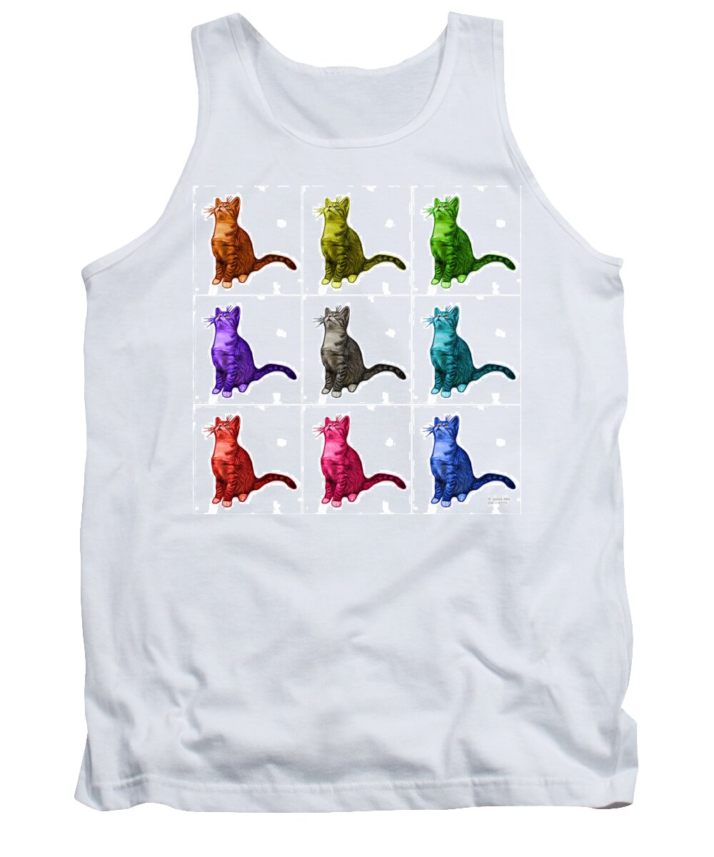 Cat Tank Top featuring the painting Cat Art - 3771 BB #2 by James Ahn