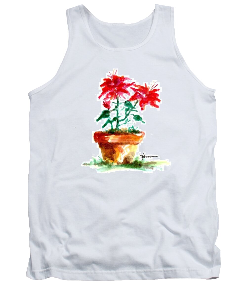 Poinsettias Tank Top featuring the painting Cracked Pot by Adele Bower