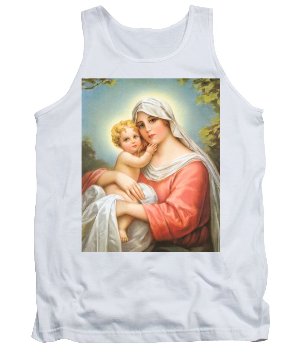Christmas Tank Top featuring the painting Mary and Baby Jesus #1 by Artist Unknown