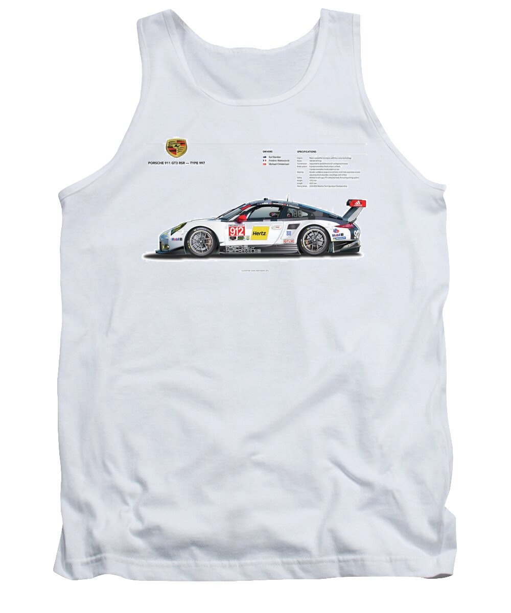 2016 Porsche 911gt3r Rsr Image Tank Top featuring the drawing 2016 911gt3r Rsr Poster by Alain Jamar