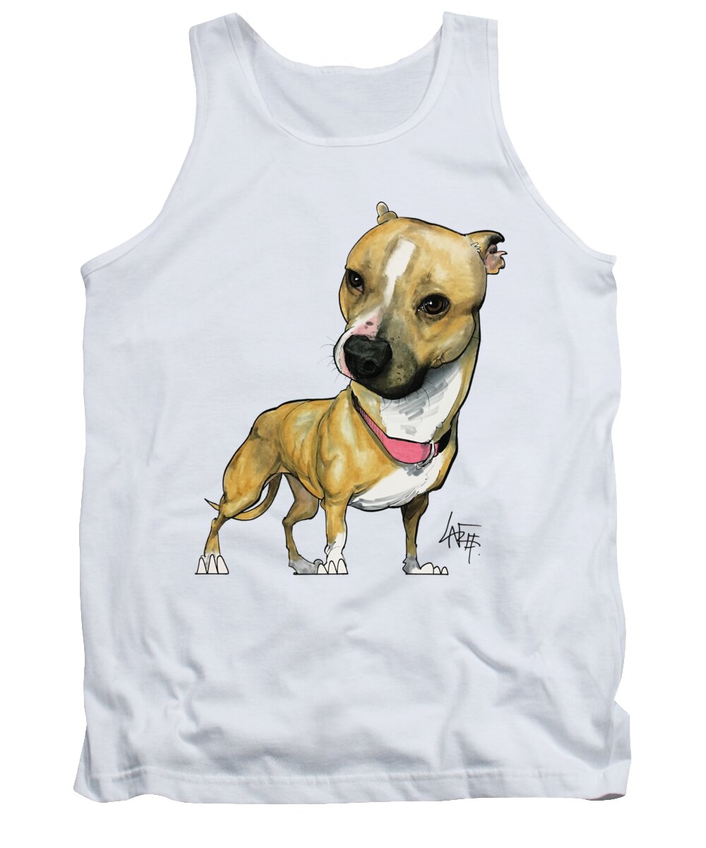 Pitbull Tank Top featuring the drawing 2782 Hilby by Canine Caricatures By John LaFree