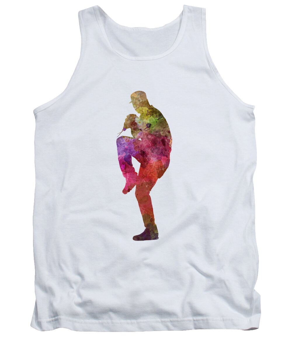 Baseball Tank Top featuring the painting Baseball player throwing a ball #3 by Pablo Romero