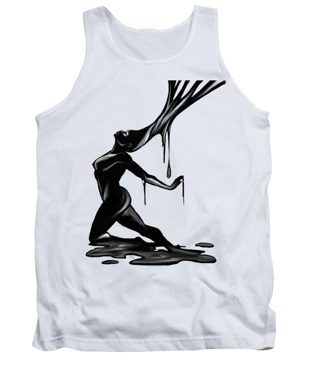 Black Woman Tank Top featuring the drawing Black. #4 by Terri Meredith