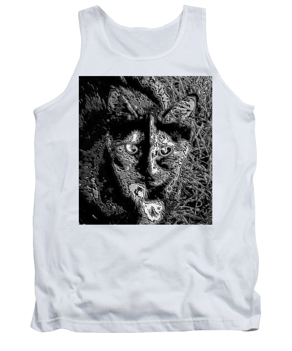Digital Art Tank Top featuring the photograph Coconut the Cat #3 by Belinda Cox