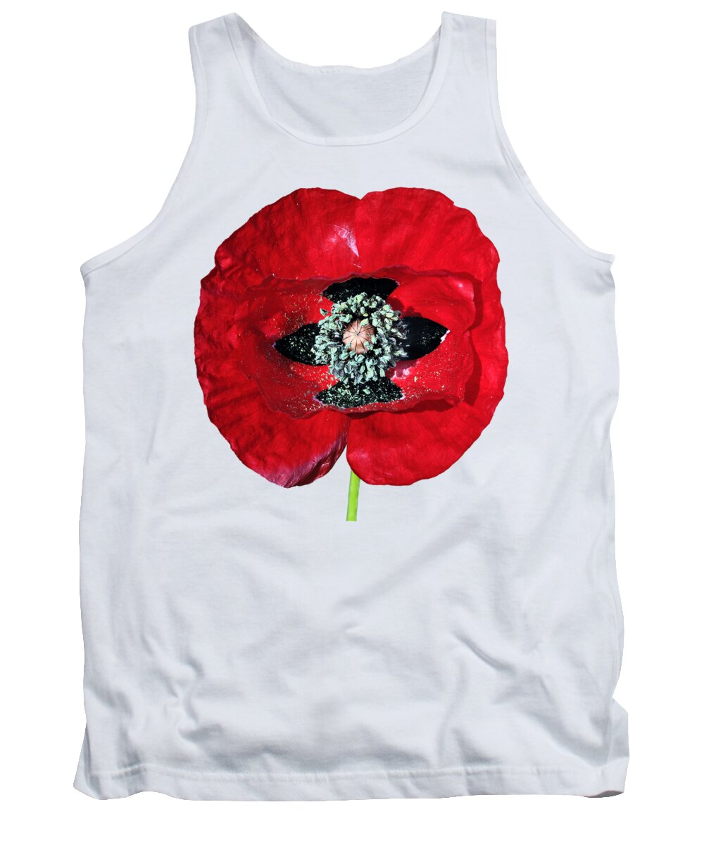 Poppy; Corn Poppy; Papaver Rhoeas; Red; Flower; Wild; Plant; Spring; Flowers; Photograph; Photography; Springtime; Season; Nature; Natural; Natural Environment; Flora; Bloom; Blooming; Blossom; Blossoming; Color; Colorful; Country; Countryside; Macro; Close-up; Detail; Details; Poppies; T-shirts; Slim Fit T-shirts; V-neck T-shirts; Long Sleeve T-shirts; Sweatshirts; Hoodies; Youth T-shirts; Toddler T-shirts; Baby Onesies; Women's T-shirts; Women's V-neck T-shirts; Junior T-shirts Tank Top featuring the photograph Poppy flower #30 by George Atsametakis
