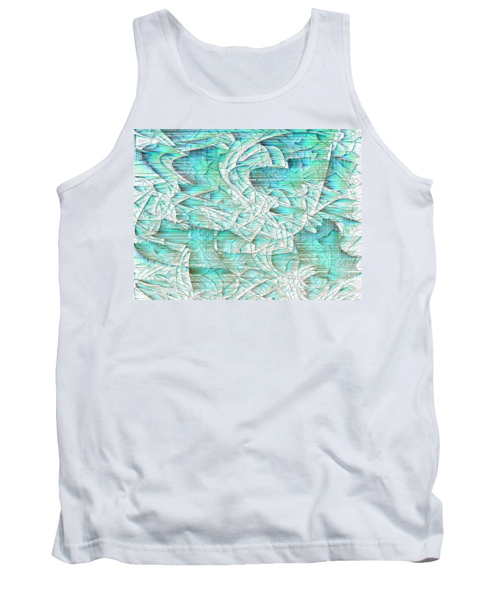 Rithmart Abstract Fade Fading Lines Organic Random Computer Digital Shapes Alto Changing Colors Directions Fading Lines Palo Shapes Tank Top featuring the digital art 4x3.95-#rithmart by Gareth Lewis