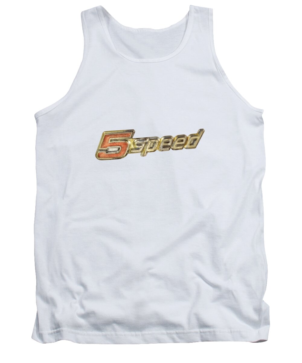 Automotive Tank Top featuring the photograph 5 Speed Chrome Emblem by Yo Pedro
