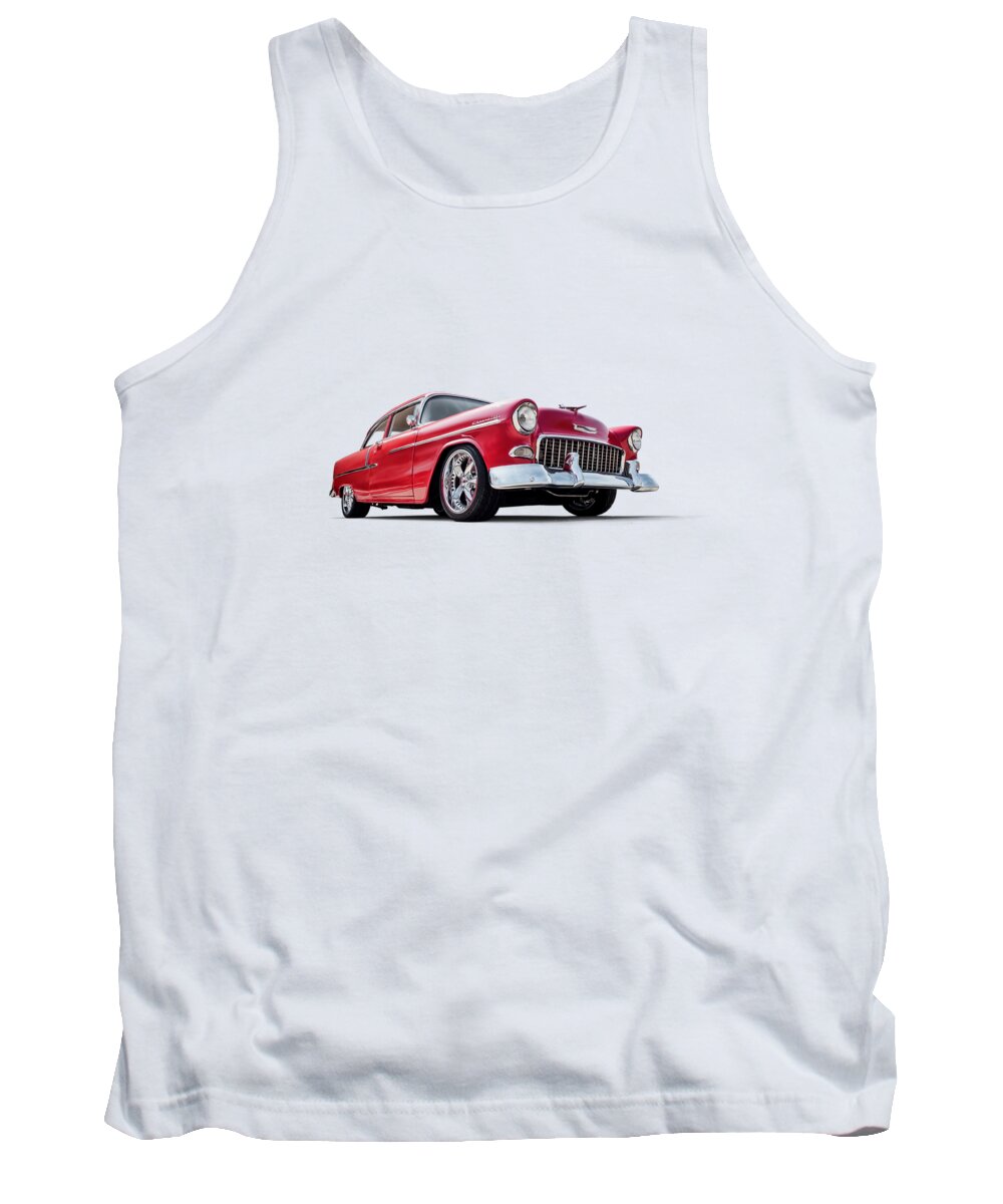 55 Chevy Tank Top featuring the digital art 55 Red by Douglas Pittman