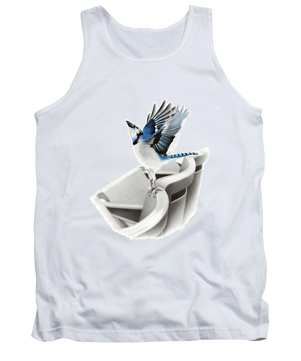 Blue Tank Top featuring the drawing 7th Inning - 7th Inning Stretch by Stirring Images
