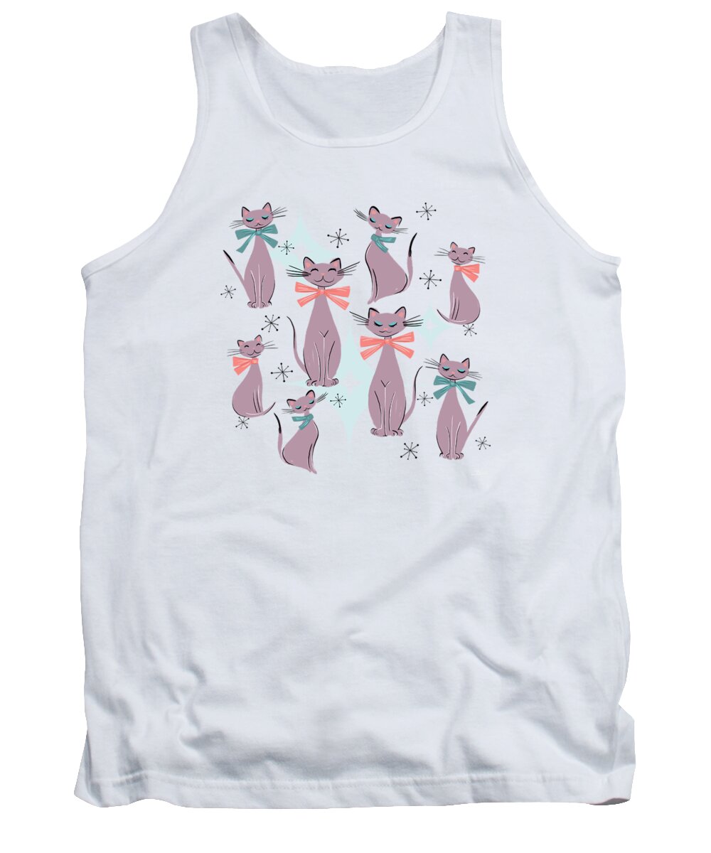 Cats Tank Top featuring the painting A Captivating Catalogue Of Classy Cats by Little Bunny Sunshine