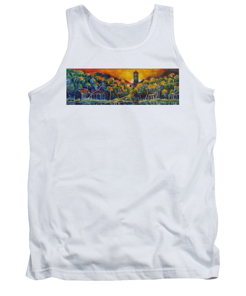 Perth Tank Top featuring the painting A golden day by Jeremy Holton