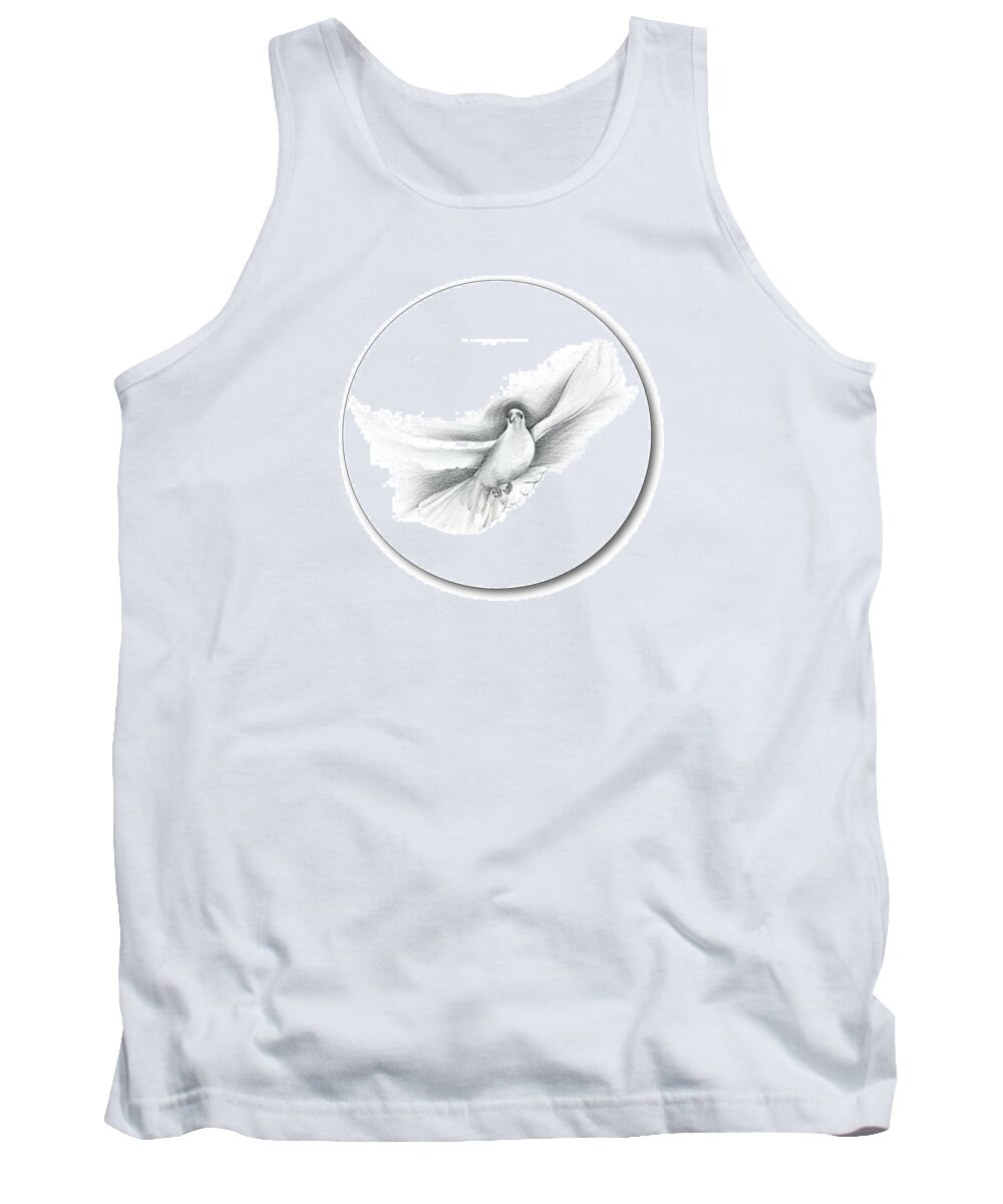 Digital Art Tank Top featuring the drawing A little peace - Thank you by Ian Anderson