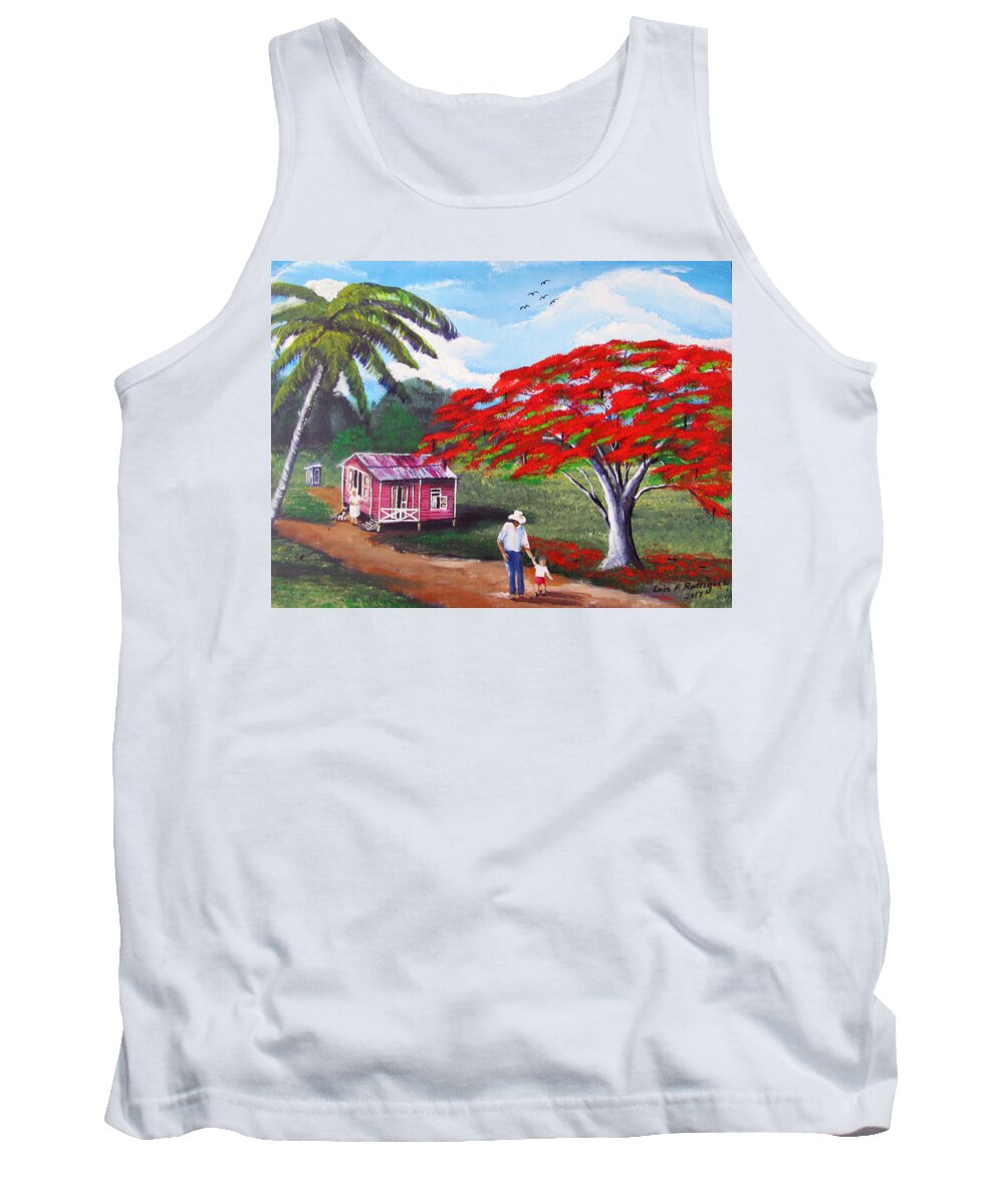 Flamboyan Tank Top featuring the painting A Memorable Walk by Luis F Rodriguez