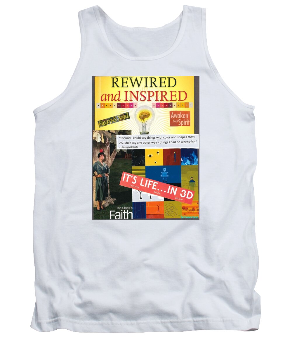 Collage Art Tank Top featuring the mixed media A New Look on Life by Susan Schanerman