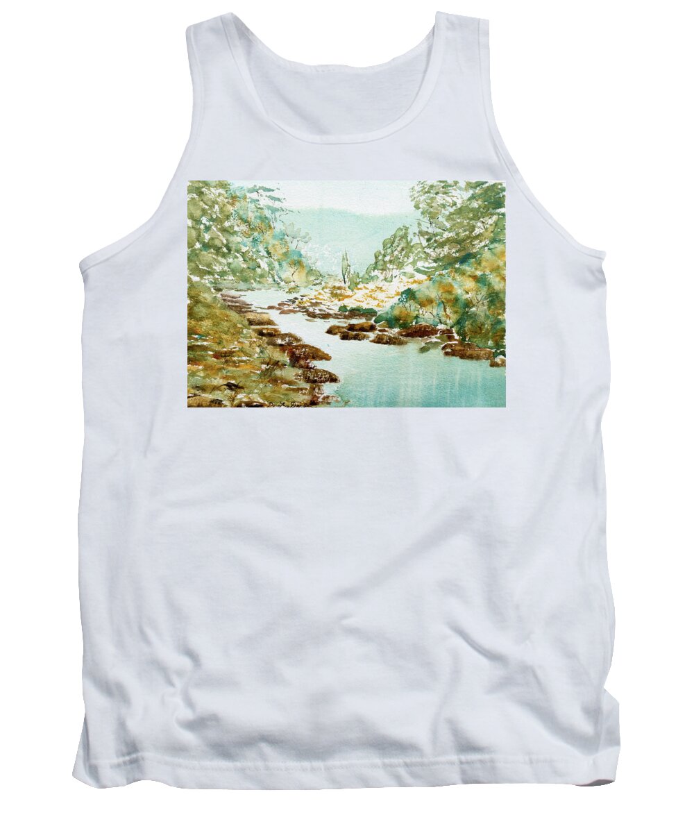 Australia Tank Top featuring the painting A Quiet Stream in Tasmania by Dorothy Darden