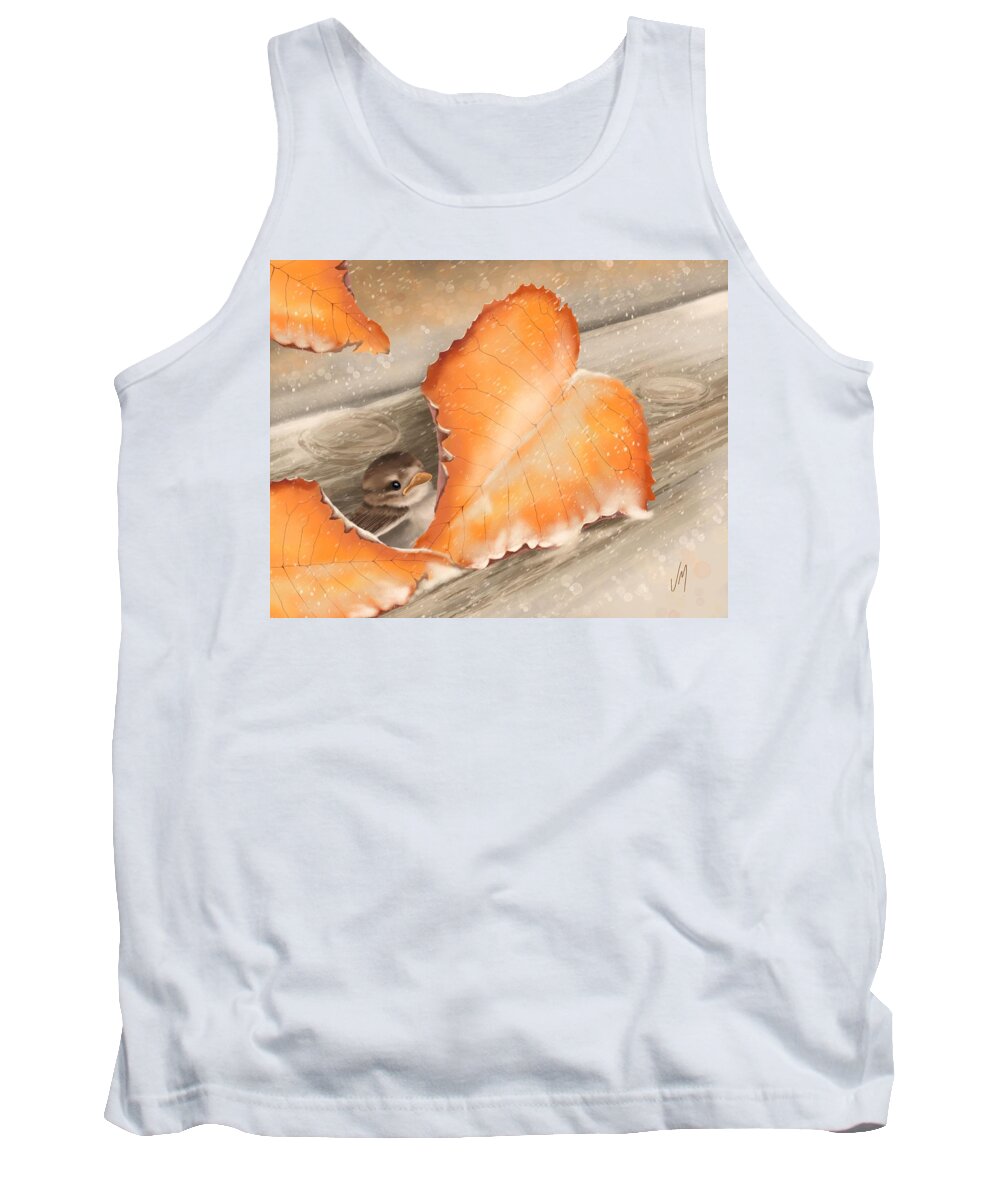 Leaf Tank Top featuring the painting A safe place by Veronica Minozzi