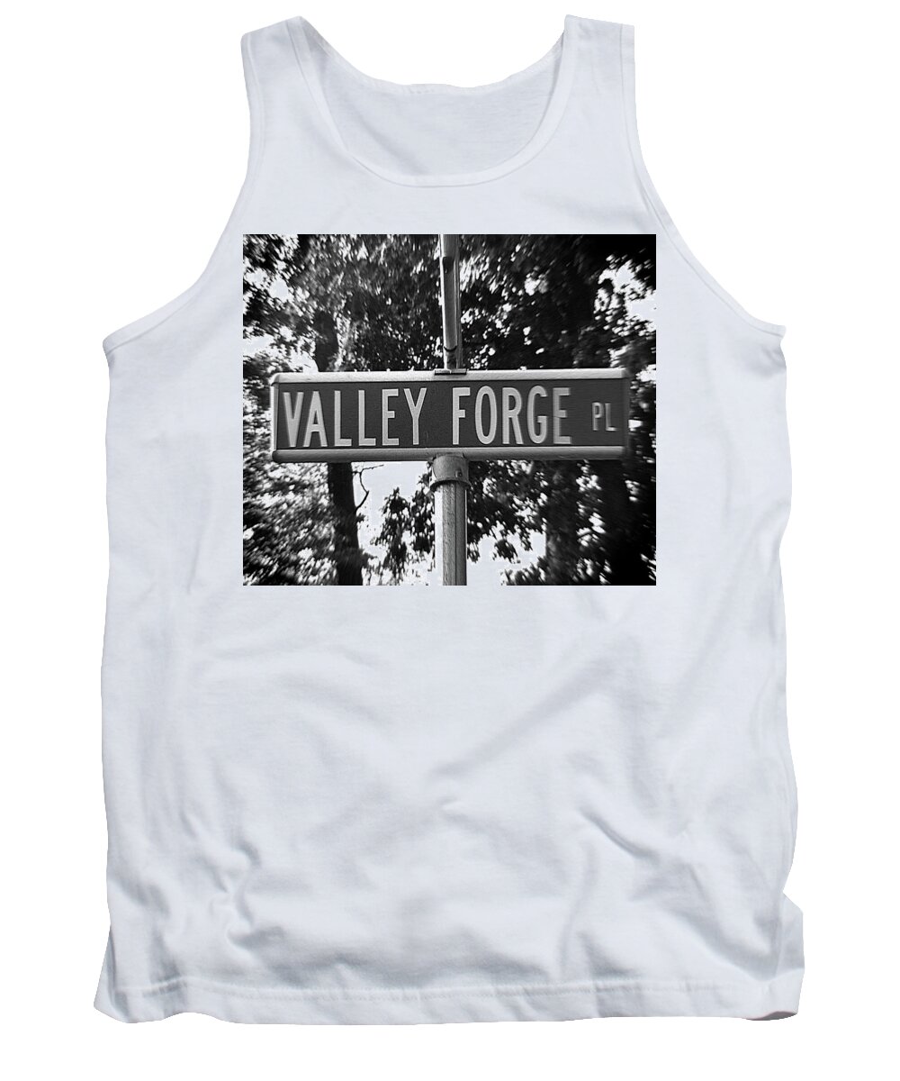 Valley Forge Tank Top featuring the photograph VA - A Street Sign Named Valley Forge by Jenifer West