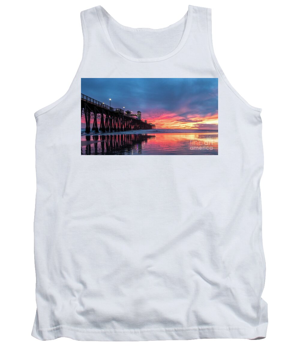 Beach Tank Top featuring the photograph A Stunning Sunset in Oceanside by David Levin