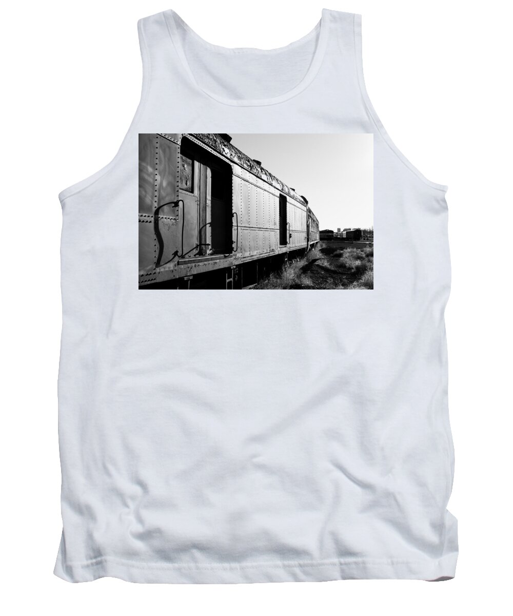 Trains Tank Top featuring the photograph Abandoned Train Cars by Stephen Holst