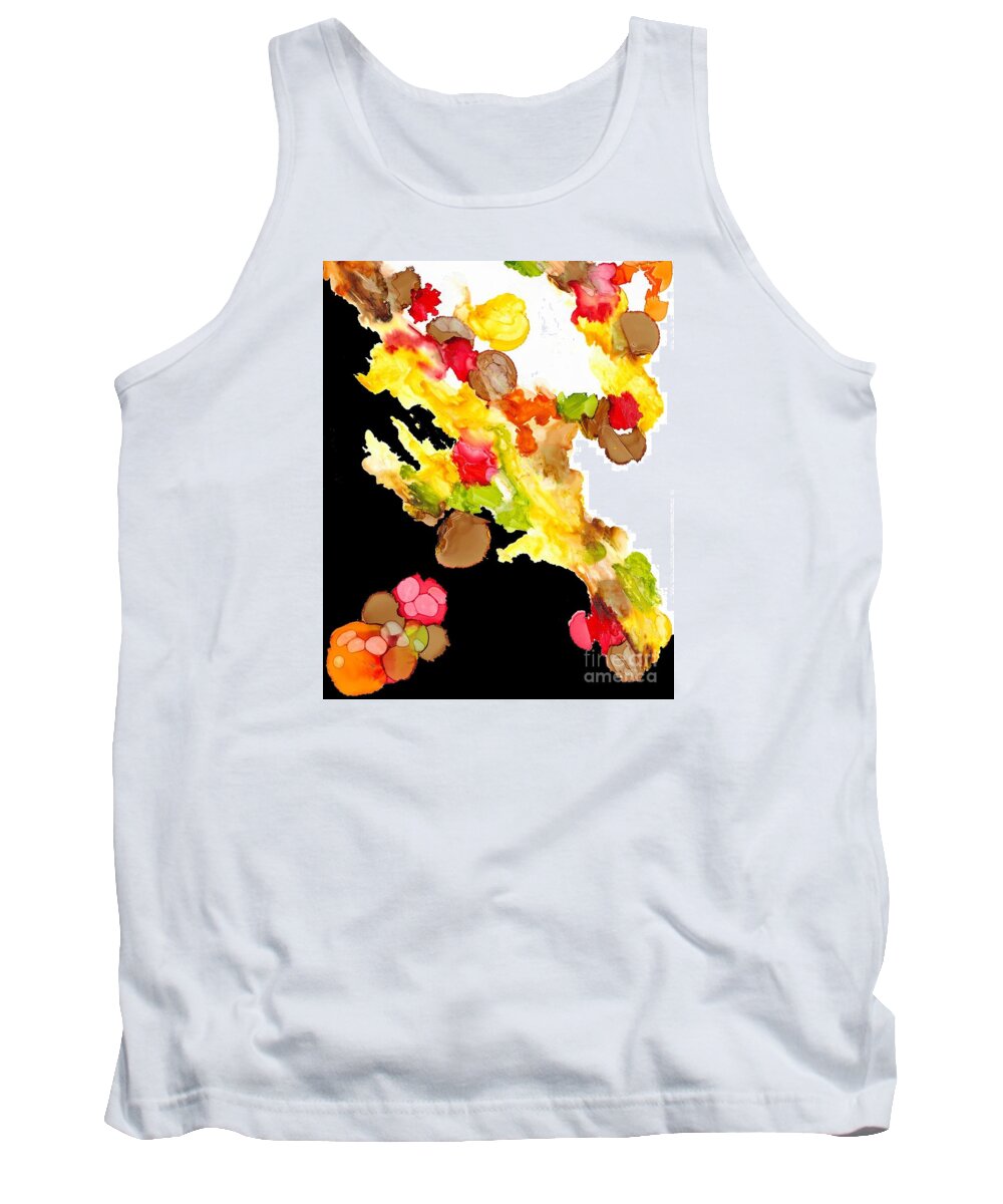 Flowers Tank Top featuring the mixed media Abstract Bouquet by Mary Zimmerman