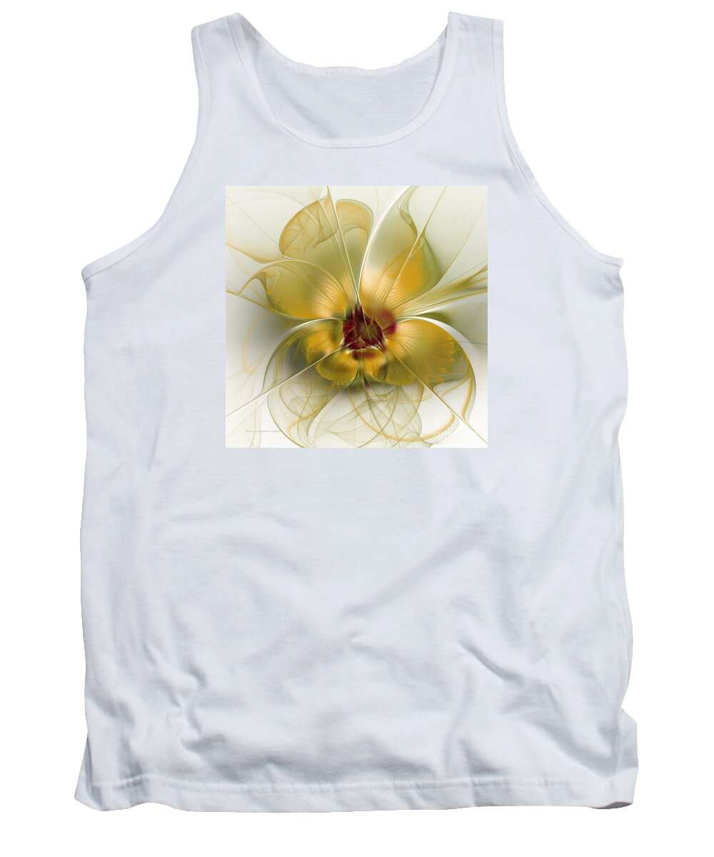 Abstract Tank Top featuring the digital art Abstract Flower with Silky Elegance by Karin Kuhlmann