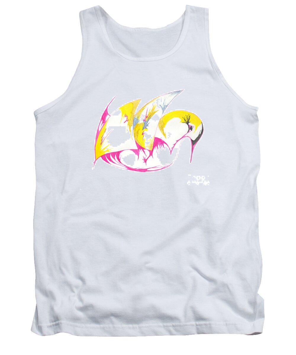 Abstract Tank Top featuring the drawing Abstract Swan by Mary Mikawoz
