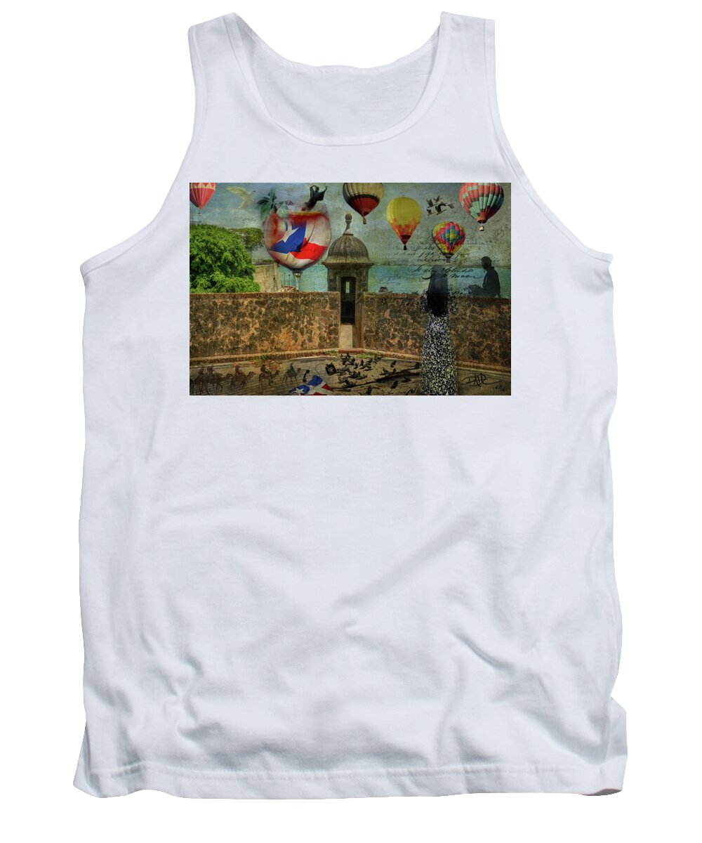 Flag Tank Top featuring the digital art After Maria by Ricardo Dominguez
