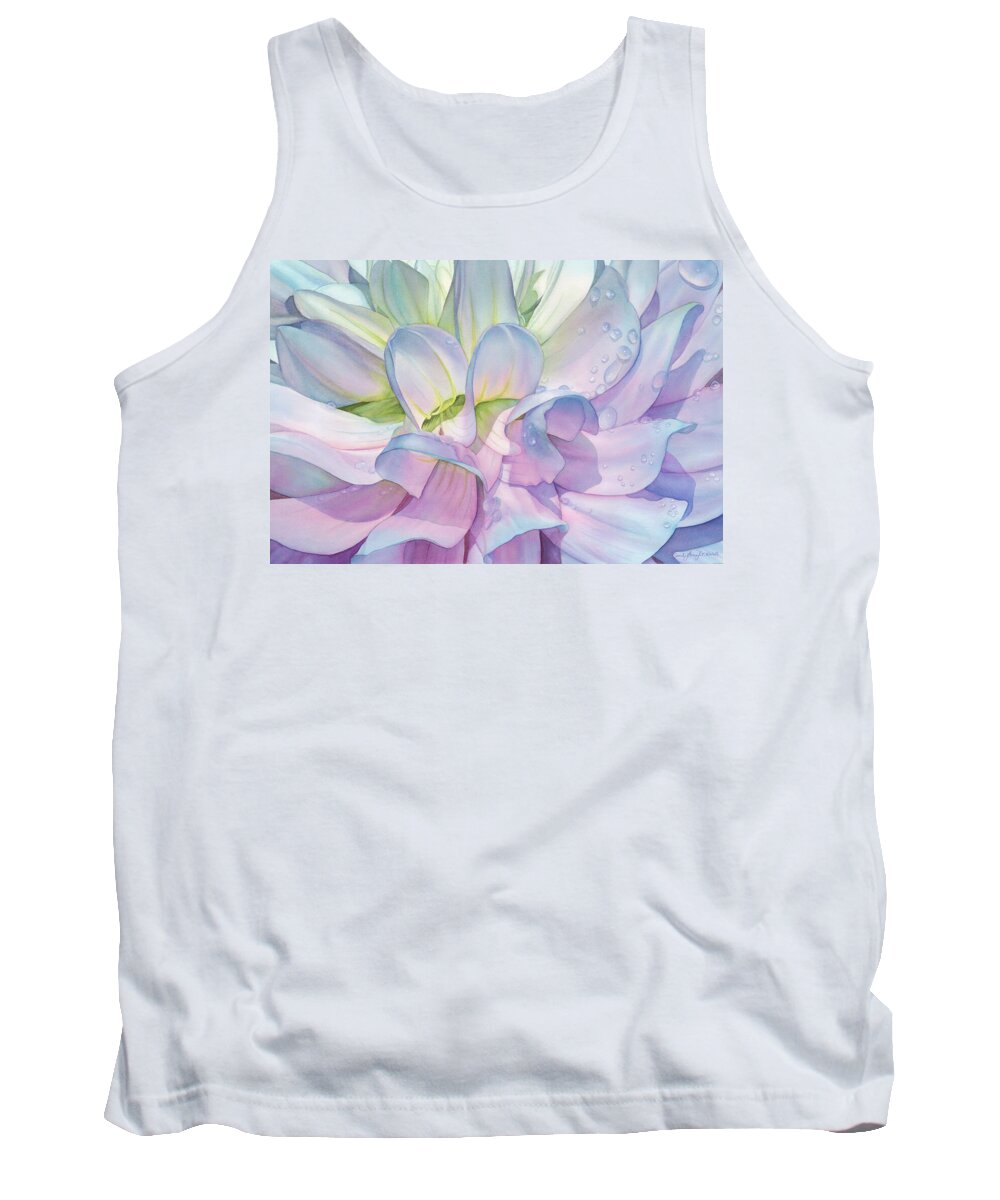 Dahlia Tank Top featuring the painting After the Shower by Sandy Haight
