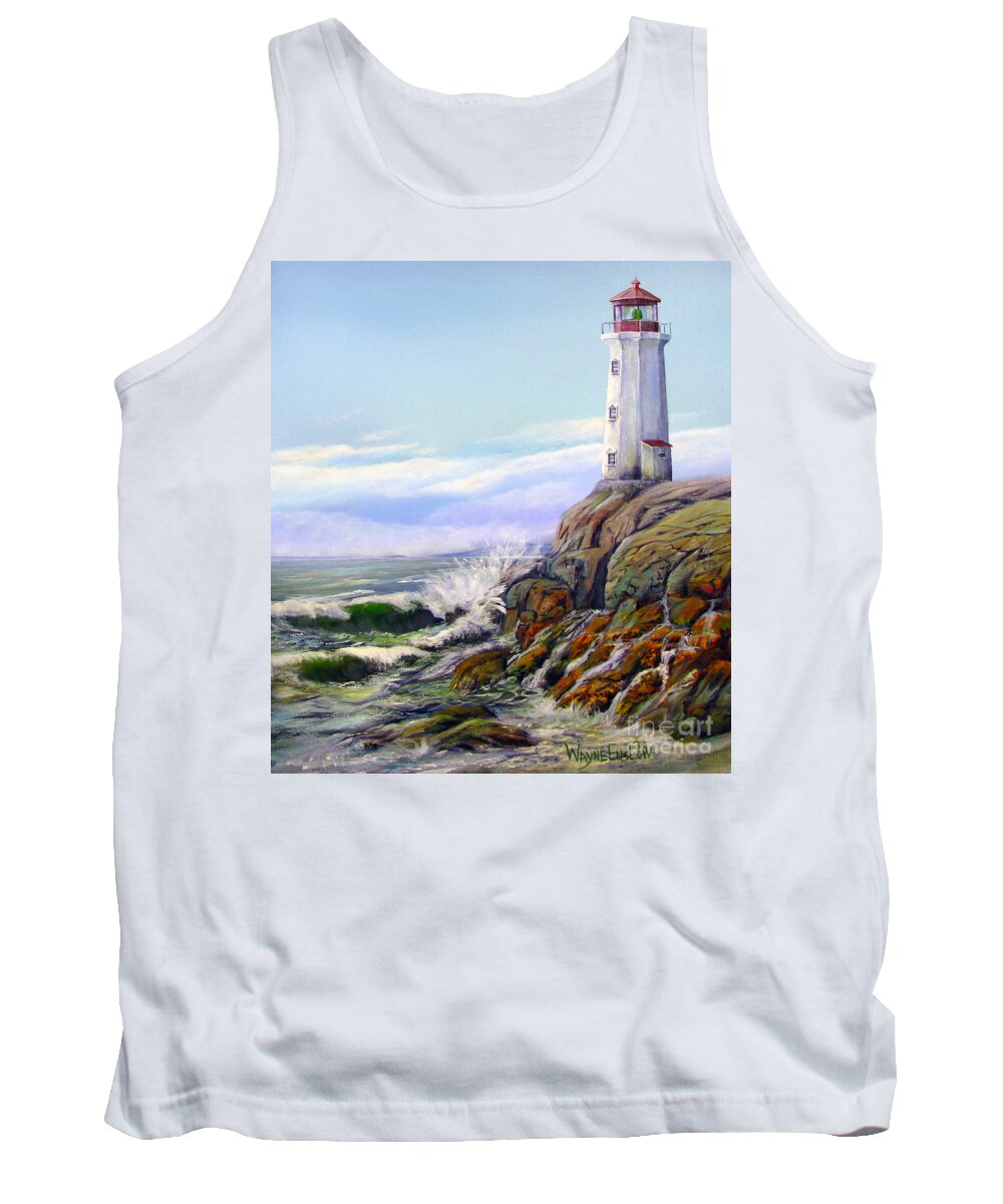 Lighthouse Tank Top featuring the painting Afternoon Light by Wayne Enslow